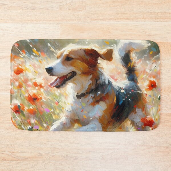Item preview, Joyful Dog in Poppy Field – Painterly Nature Scene designed and sold by Dino-Lune.