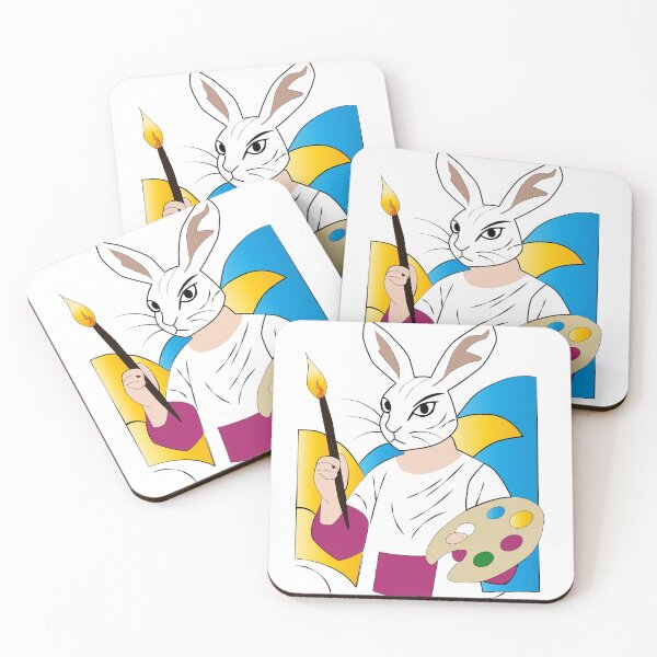 Item preview,  Bunny stickers hare artist with brush and palette designed and sold by CheriTanya.