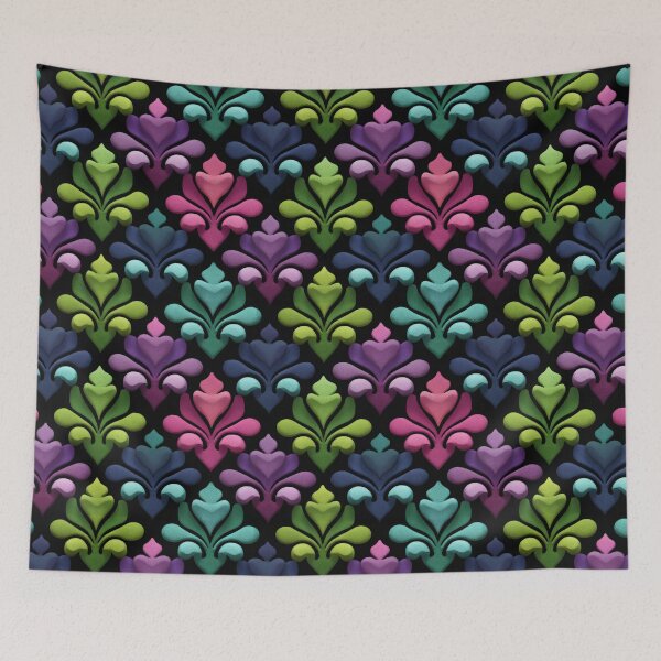 Item preview, Vibrant Textured Floral Pattern on Black Seamless Background. designed and sold by ML-Media.