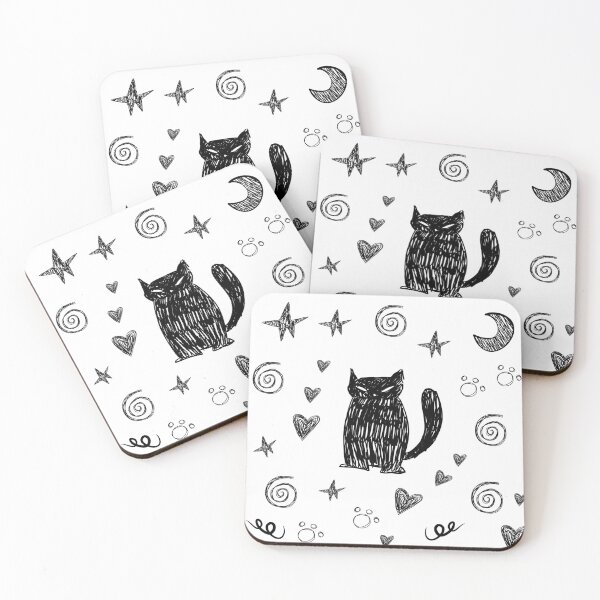 Item preview, Scribbly Black Cat Vibes – Whimsical Pet Art for Cat Lovers designed and sold by TheBeeKindSpace.