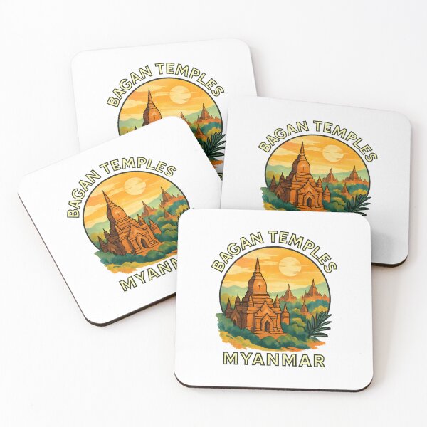 Item preview, Bagan Temples at Sunrise - Myanmar Travel Art designed and sold by inkNext.