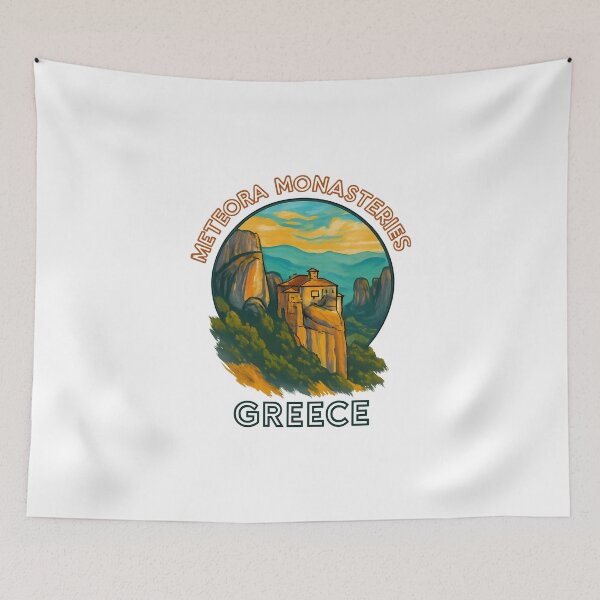 Item preview, Meteora Monasteries - Greece Travel Art designed and sold by inkNext.