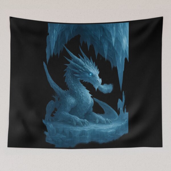 Item preview, Ice Dragon in Frozen Cave – Cold Fantasy Creature designed and sold by Uglyandcute.