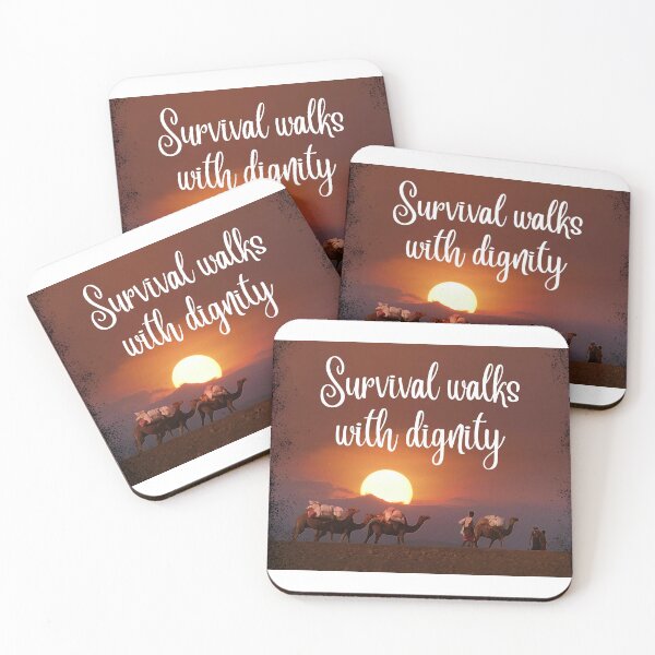 Item preview, Survival Walks with Dignity – Man and Camel at Sunset designed and sold by kaviyadesigns.