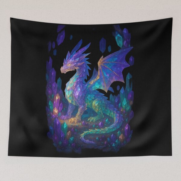 Item preview, Crystal Dragon in Gem Cave – Magical Fantasy Beast designed and sold by Uglyandcute.