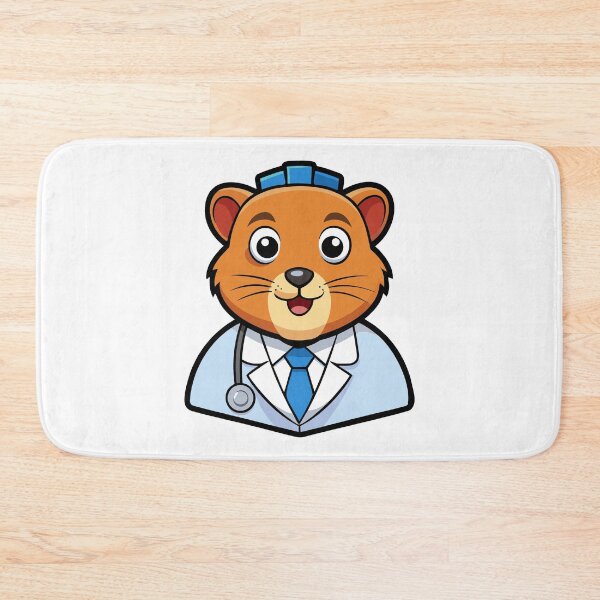 Item preview, Cartoon Hamster Doctor in White Coat and Blue Cap. designed and sold by GregorySmithRed.