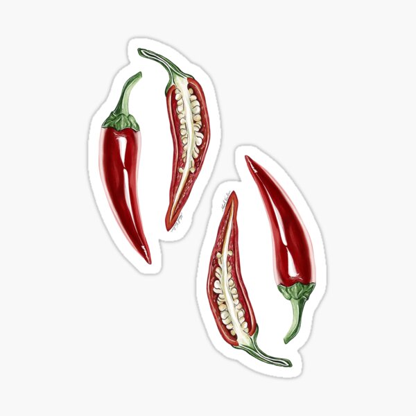 Item preview, A bright, fresh, red, chilli peppers sliced lengthways designed and sold by Andykinoz.