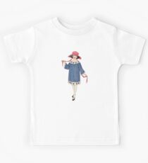 Little Girl in Blue Dress and Red Hat Kids Tee