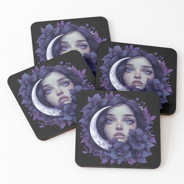 Item preview, Moonlit Gaze – Enchanted Girl with Violet Eyes designed and sold by Bellaleo21.