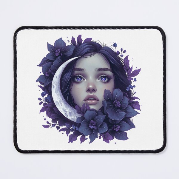Item preview, Moonlit Gaze – Enchanted Girl with Violet Eyes designed and sold by Bellaleo21.