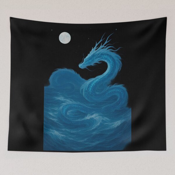 Item preview, Water Dragon in Moonlight – Serene Fantasy Art designed and sold by Uglyandcute.