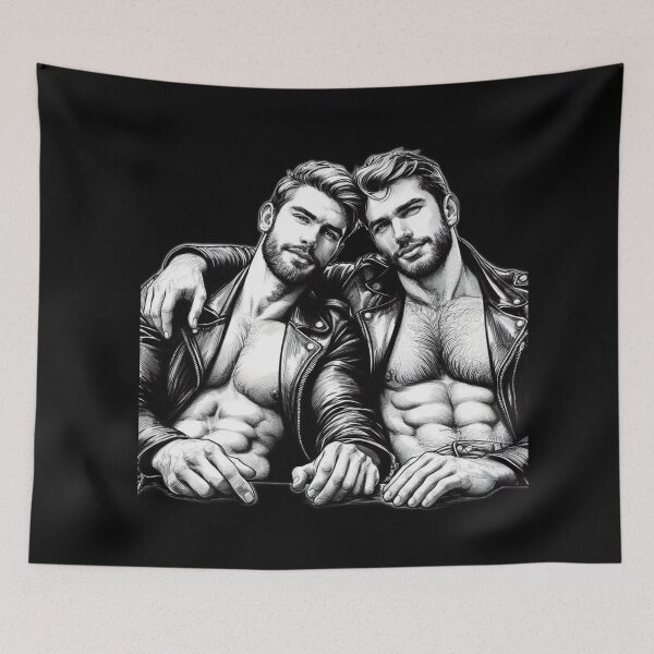 Item preview, Leather Bikers Buddies Hangout Tom of Finland Tribute Gay Pride Graphic Design designed and sold by ItsAKinkThing.