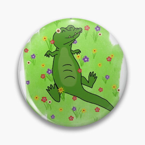 Item preview, Crocodile resting in bed of flowers designed and sold by Azhelia.