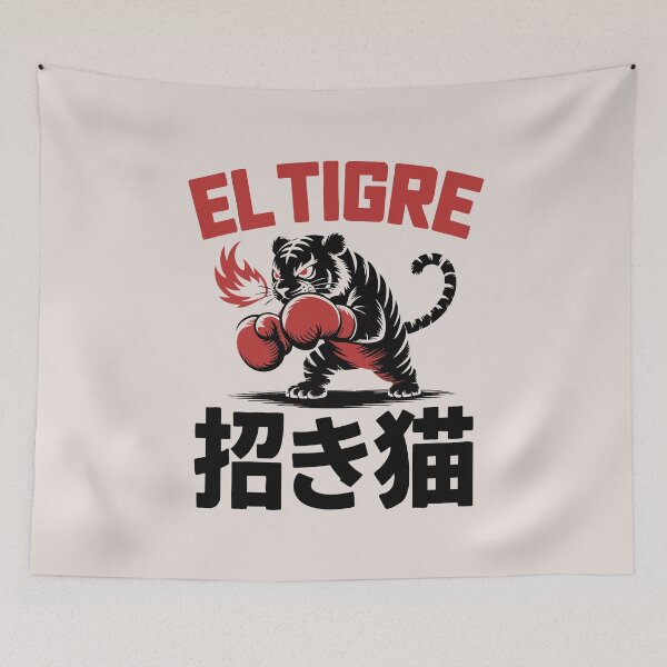 Item preview, El Tigre Black Tiger Manga Boxing Streetwear Graphic Urban Maneki Neko designed and sold by w1ckerman.
