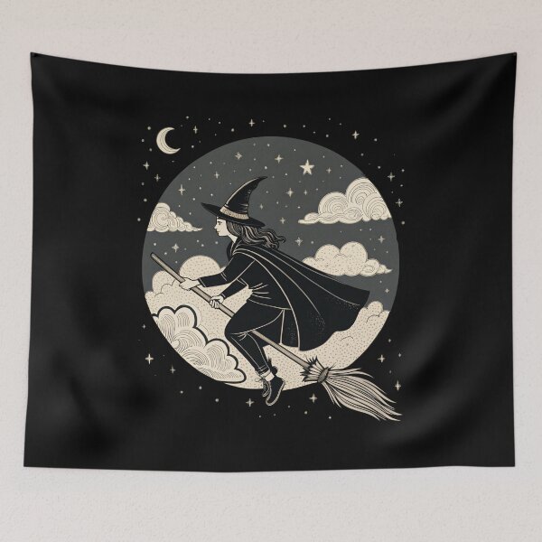 Item preview, Night Flight Witch Retro Silhouette Halloween Art designed and sold by SignumShop.
