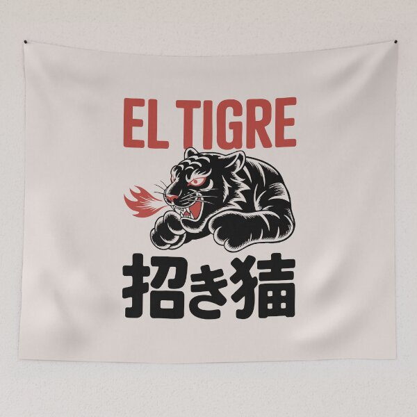 Item preview, El Tigre Black Tiger Manga Boxing Streetwear Graphic Urban Maneki Neko designed and sold by w1ckerman.