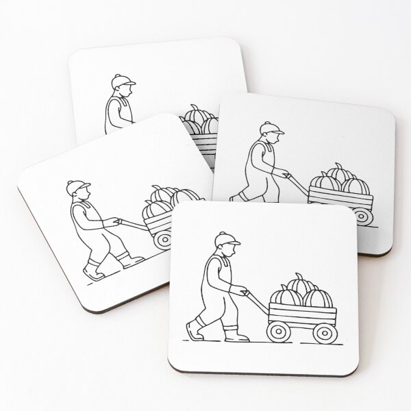 Item preview, A farmer loading pumpkins onto a wooden cart designed and sold by rasagamastore.