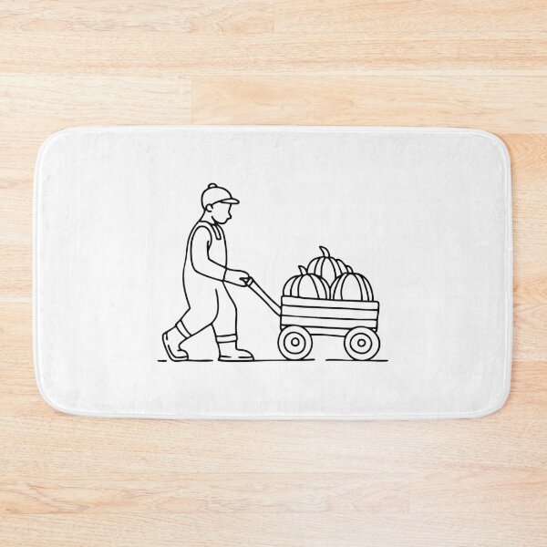 Item preview, A farmer loading pumpkins onto a wooden cart designed and sold by rasagamastore.
