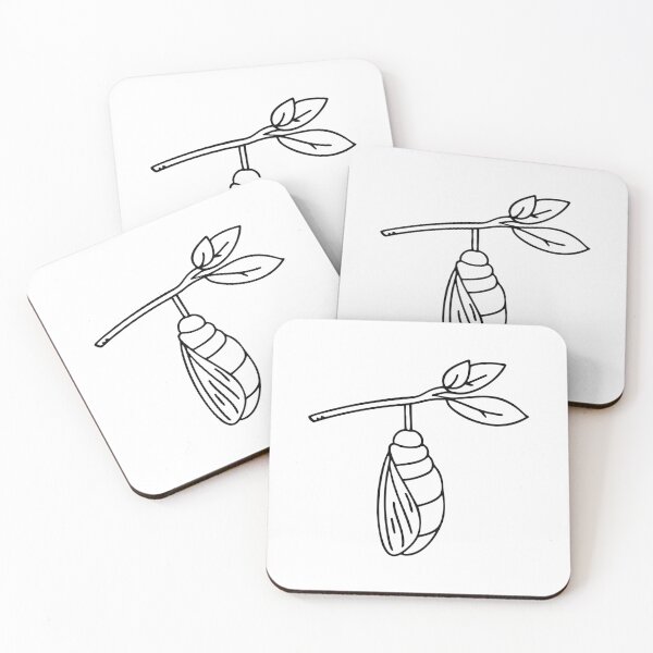 Item preview, A butterfly pupa hanging from a leaf stem designed and sold by rasagamastore.