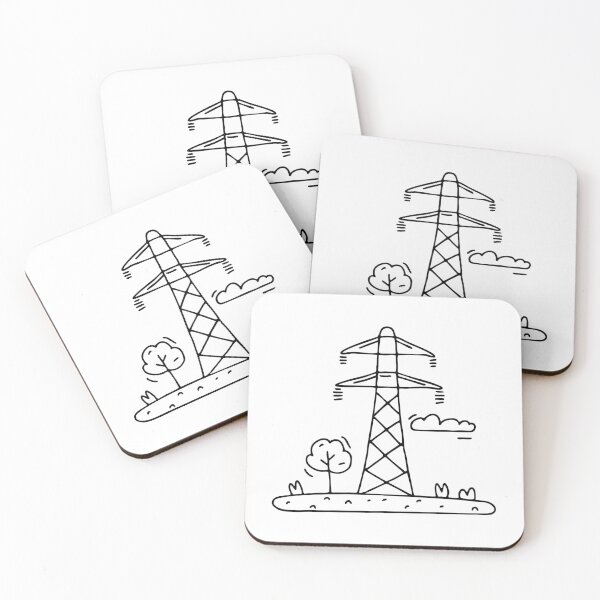 Item preview, A high voltage power pylon towering over a grassy field designed and sold by rasagamastore.