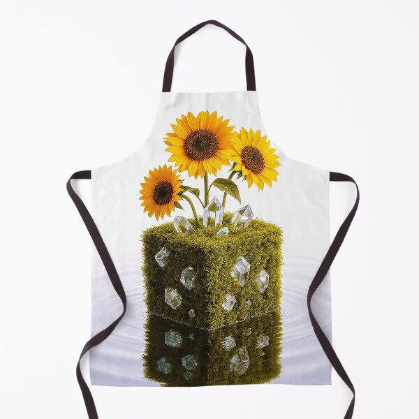 Artikelvorschau, Botanic Geometry – Sunflowers on a Moss-Crystal Cube entworfen und verkauft von VibeMotion.