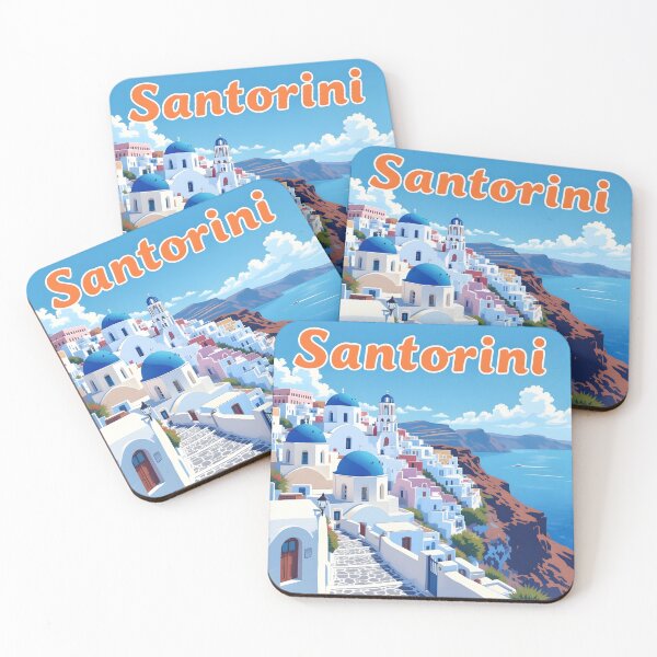 Item preview, Santorini Vintage-Style Painterly Travel Poster designed and sold by LSVart.