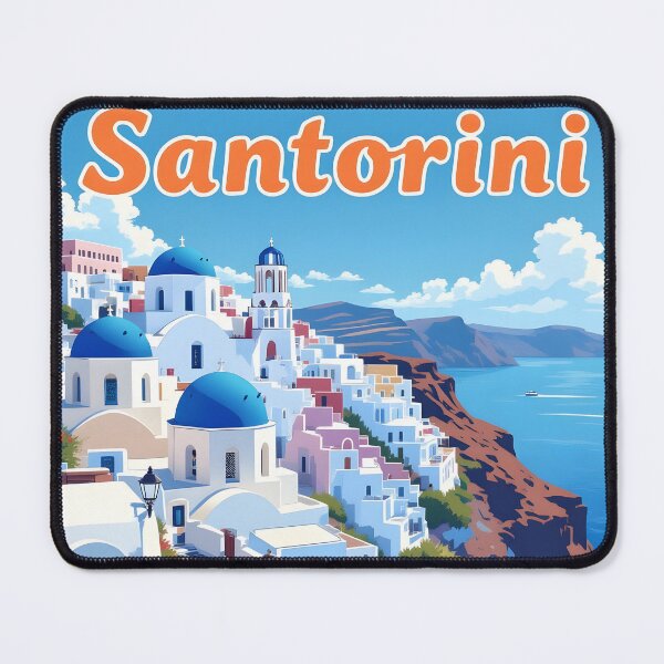 Item preview, Santorini Vintage-Style Painterly Travel Poster designed and sold by LSVart.