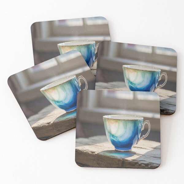 Item preview, Watercolor Seafoam Green, Aqua, Sapphire Blue Teacup designed and sold by SilentSpirits.