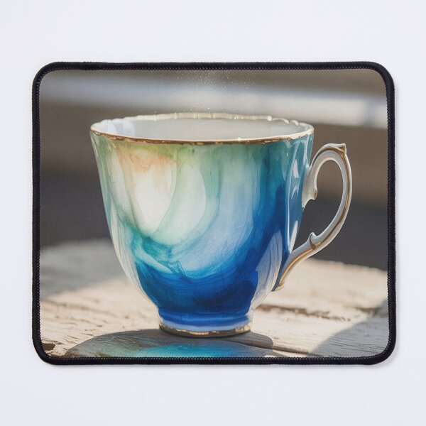 Item preview, Watercolor Seafoam Green, Aqua, Sapphire Blue Teacup designed and sold by SilentSpirits.