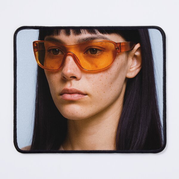 Item preview, NeoVisor – Futuristic Fashion Portrait with Amber Lens designed and sold by VibeMotion.