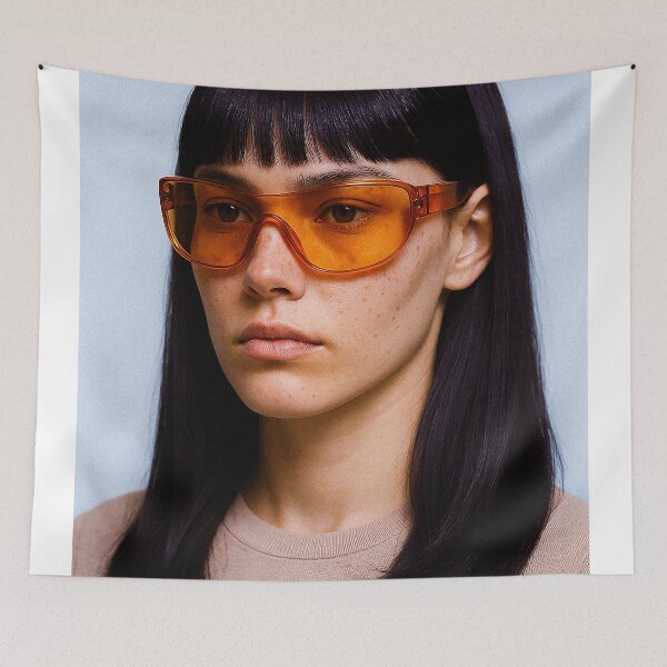 Item preview, NeoVisor – Futuristic Fashion Portrait with Amber Lens designed and sold by VibeMotion.