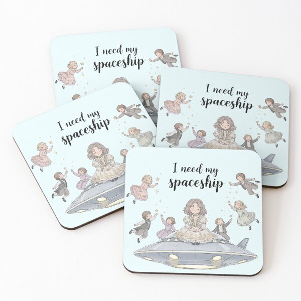 Item preview, Victorian Girl Needs Her Spaceship – Whimsical Vintage Space Art with Quote designed and sold by MAGICKEY2024.