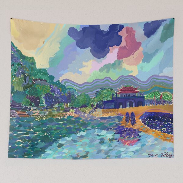 Item preview, Ninh Binh Vietnam,  Bridge to temple designed and sold by Toby Evans.