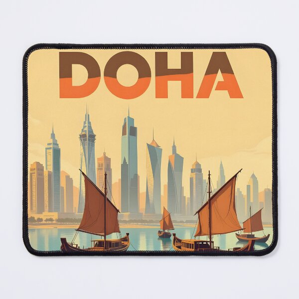 Item preview, Doha: Vintage-Style Painterly Travel Poster designed and sold by LSVart.