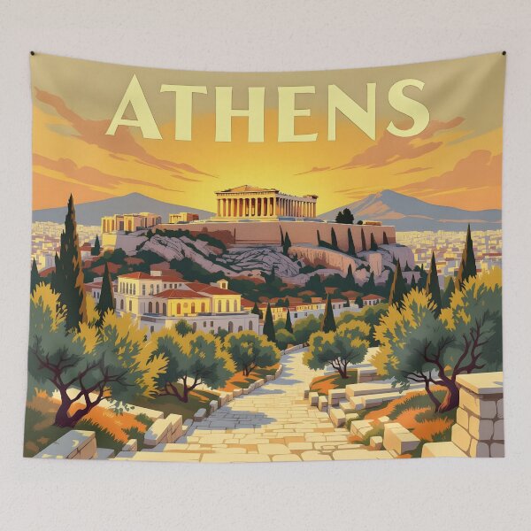 Item preview, Athens: Vintage-Style Painterly Travel Poster designed and sold by LSVart.