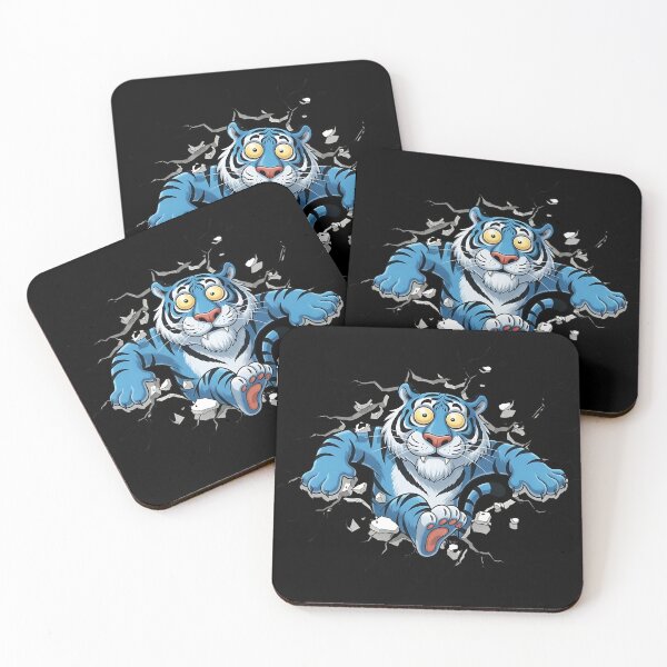 Item preview, Derpy Blue Tiger Breaking Wall Funny Cartoon Design designed and sold by Sitred123.