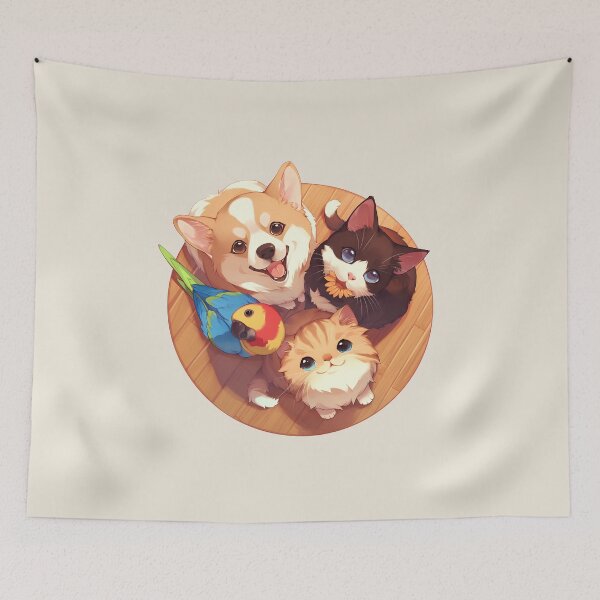 Item preview, Cute Pets on Deck – Puppy, Kitty & Parrot designed and sold by Windy-market.