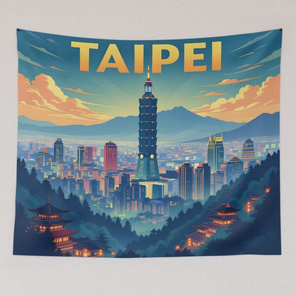 Item preview, Taipei: Vintage-Style Painterly Travel Poster designed and sold by LSVart.