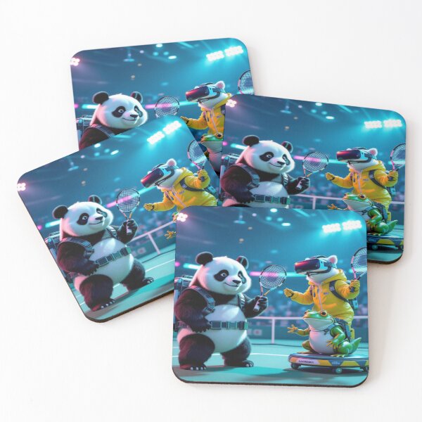 Item preview, Neon Serve Madness – Panda vs. Frog in a surreal tennis showdown designed and sold by FotoworldEdel.