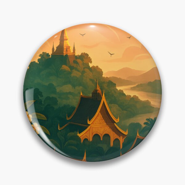 Item preview, Art Deco Sunset Over Mount Phousi in Luang Prabang, Laos designed and sold by Cosmopolis.