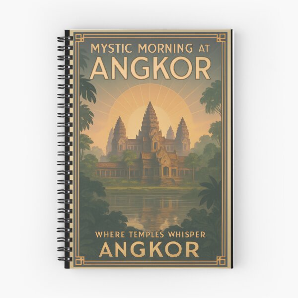 Item preview, Angkor Wat Cambodia Sunrise – Vintage Art Deco Travel Scene designed and sold by Cosmopolis.