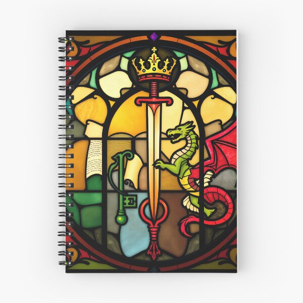 Item preview, Stained Glass Sword Dragon and Crown Fantasy Design designed and sold by AbdS07.