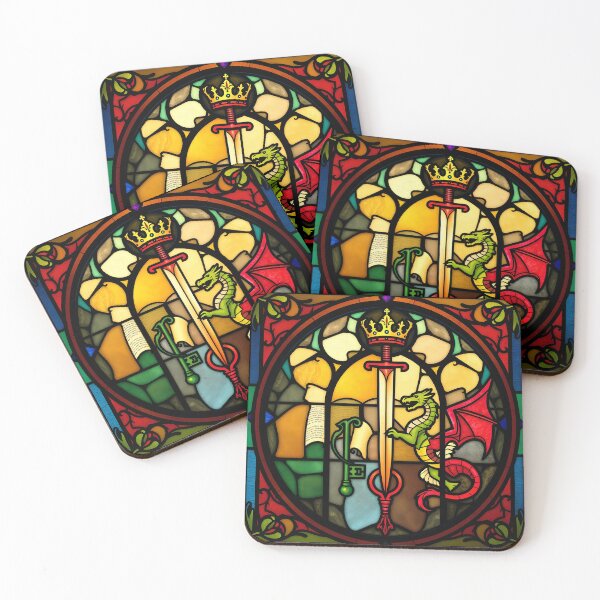 Item preview, Stained Glass Sword Dragon and Crown Fantasy Design designed and sold by AbdS07.
