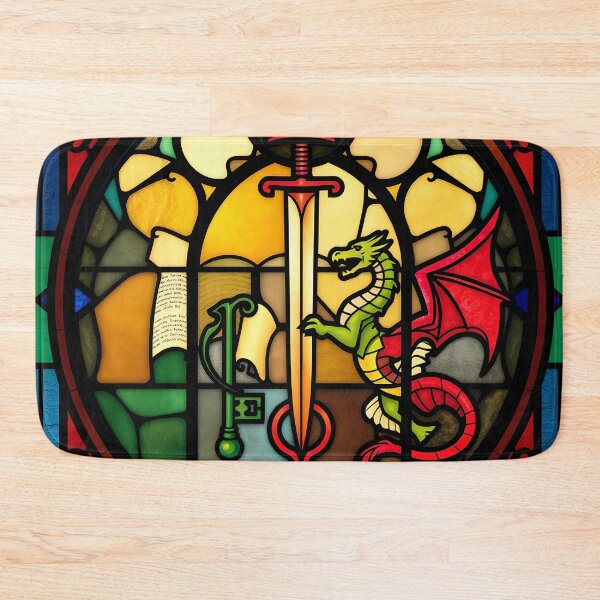 Item preview, Stained Glass Sword Dragon and Crown Fantasy Design designed and sold by AbdS07.