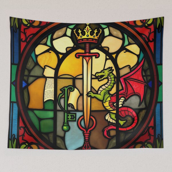 Item preview, Stained Glass Sword Dragon and Crown Fantasy Design designed and sold by AbdS07.