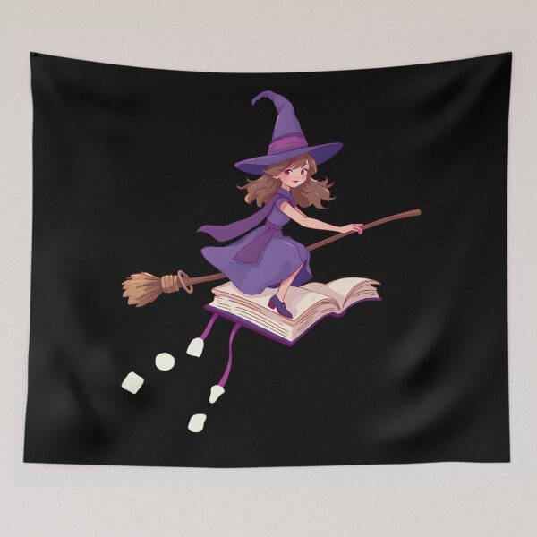 Item preview, Cute Witch Riding Open Book on Marshmallows designed and sold by AbdS07.