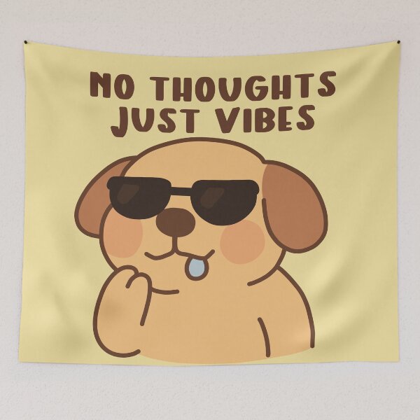 Item preview, No thoughts just vibes dog with sunglasses  designed and sold by Inspiredbydavina.