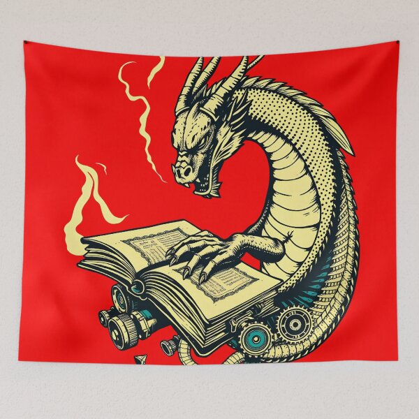 Item preview, Steampunk Dragon Reading an Ancient Book designed and sold by AbdS07.