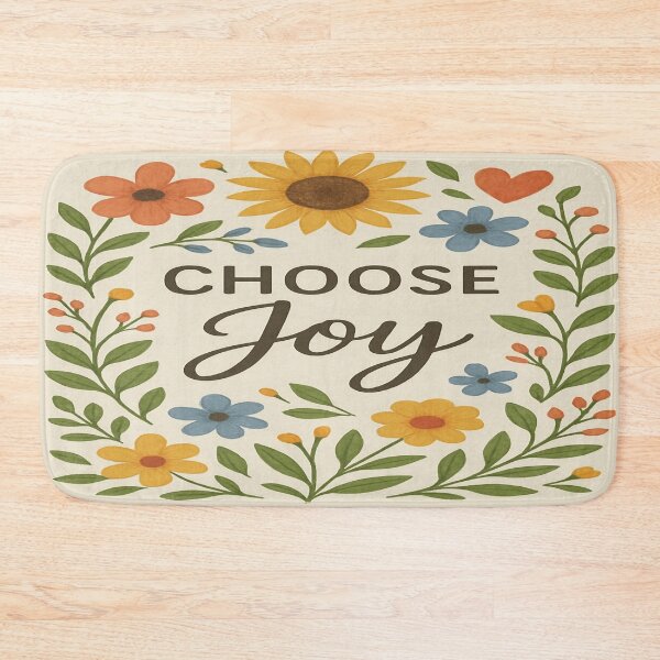 Artikelvorschau, Wähle Freude – Buntes handgezeichnetes florales Motivationszitat entworfen und verkauft von A2JRetro.