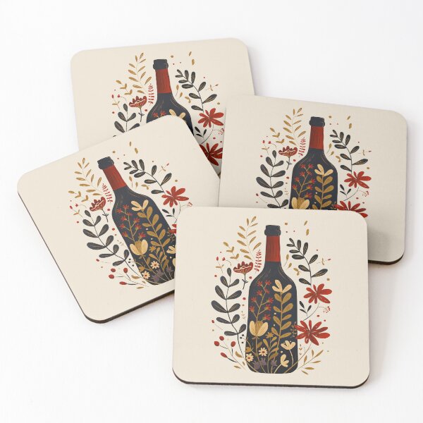 Item preview, Floral Wine Bottle Folk Art – Cozy Rustic Kitchen Decor designed and sold by doingly.